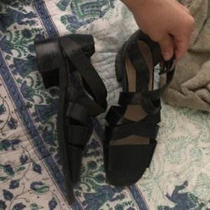 Black Cross Strapped Sandals